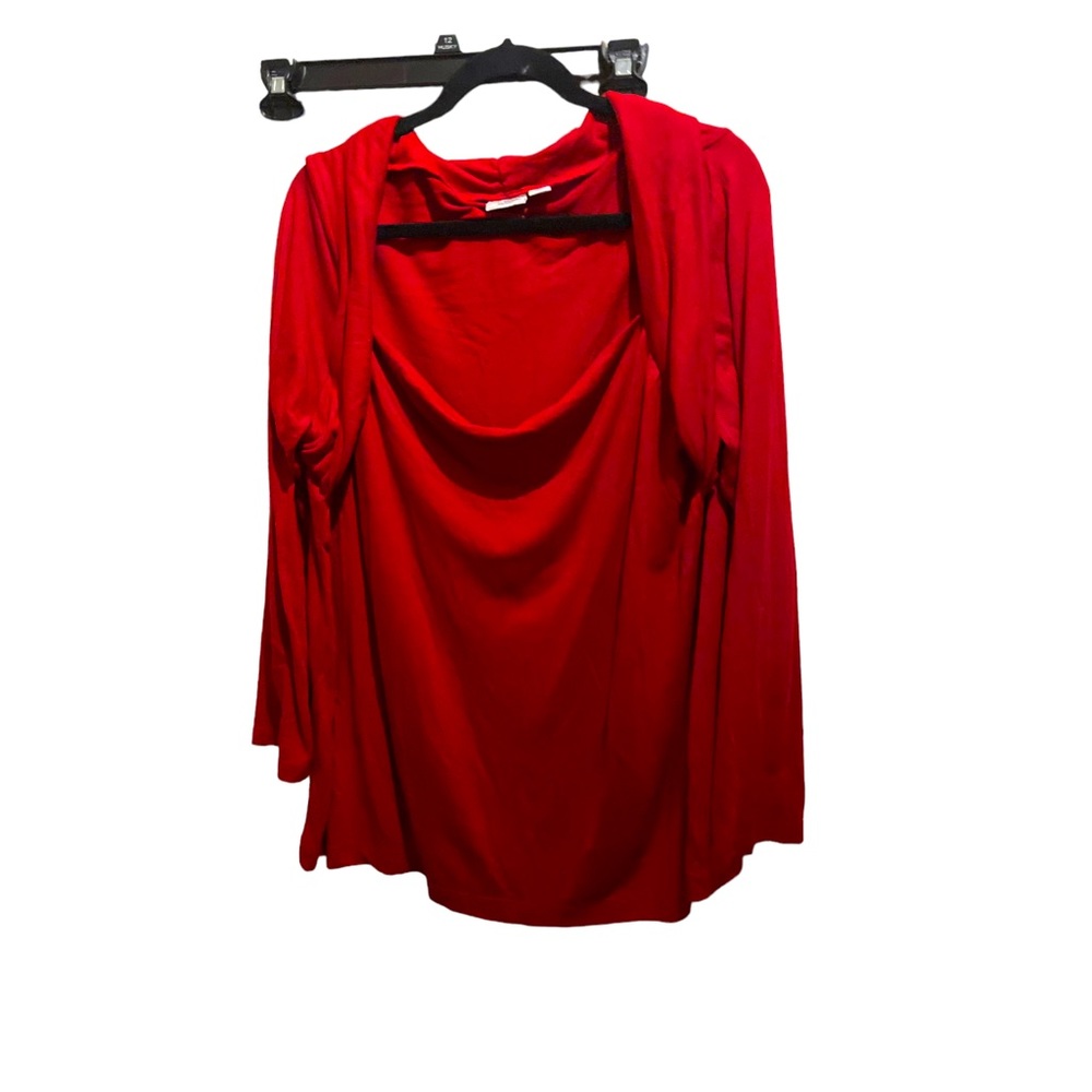 Cato women red long sleeve top 26/28 W polyester rayon mix
